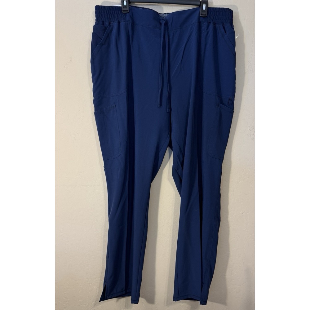ScrubStar Pants Women 2XL Pull-On Straight Leg Pockets Yoga Waistband Blue NEW